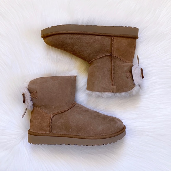 UGG Classic Double Bow Mini Chestnut Boots - Picture 5 of 7
